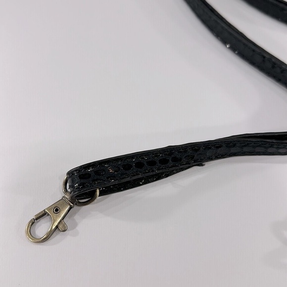 Black Faux Leather Reptile-Skin Textured Adjustable Clip-On Purse Strap 🖤 NWOT - Picture 2 of 7